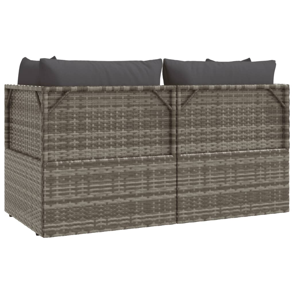 3 Piece Garden Lounge Set with Cushions Grey Poly Rattan