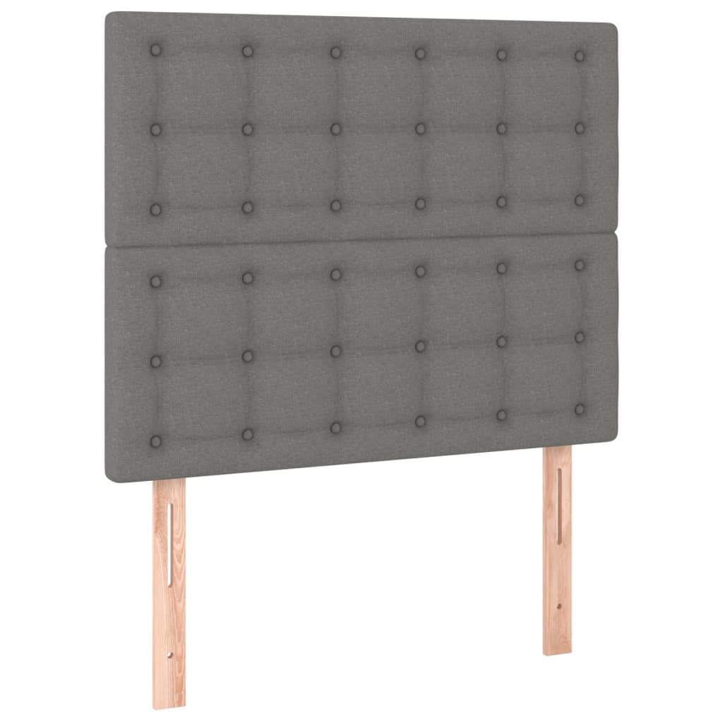 Box Spring Bed with Mattress Dark Grey 107x203 cm King Single Fabric