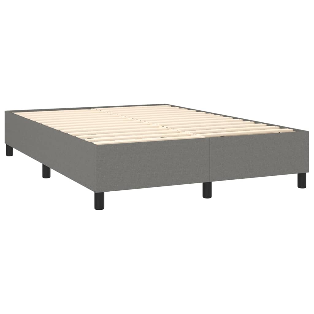 Box Spring Bed with Mattress Dark Grey 137x190 cm Double Fabric