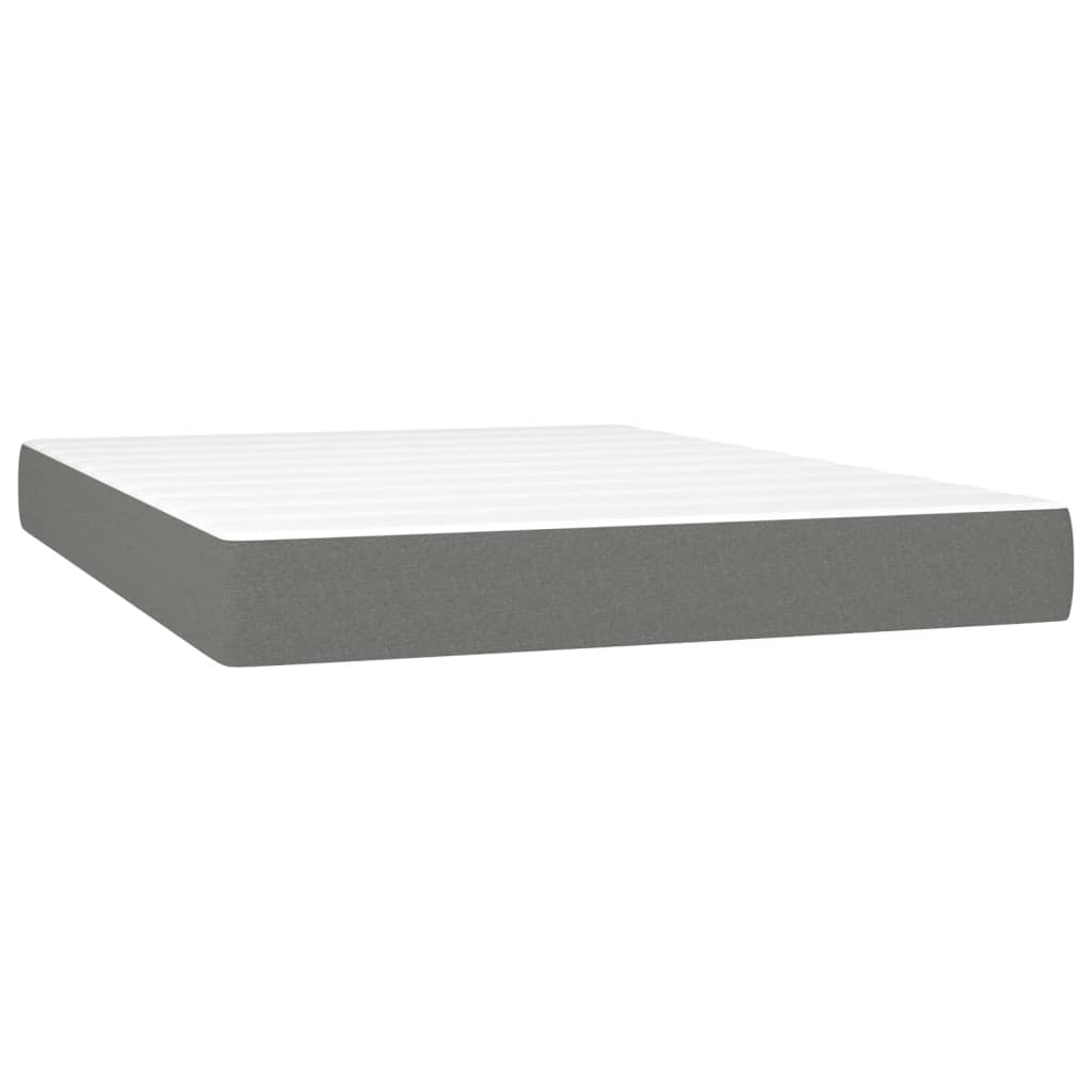 Box Spring Bed with Mattress Dark Grey 137x190 cm Double Fabric