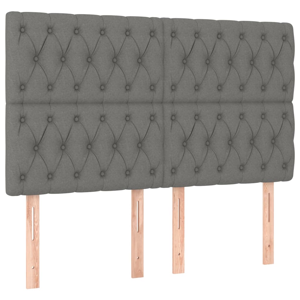 Box Spring Bed with Mattress Dark Grey 137x190 cm Double Fabric
