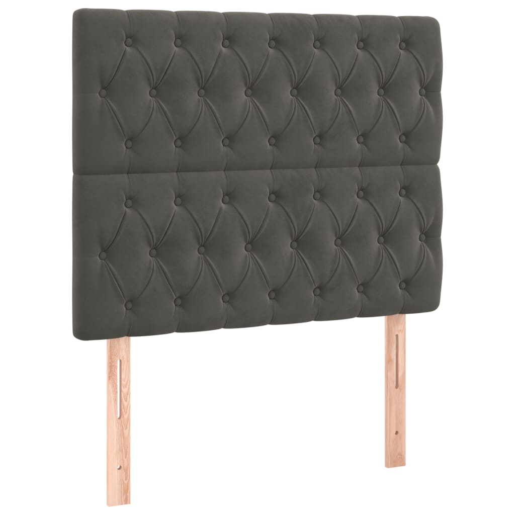 Box Spring Bed with Mattress Dark Grey 107x203 cm King Single Velvet
