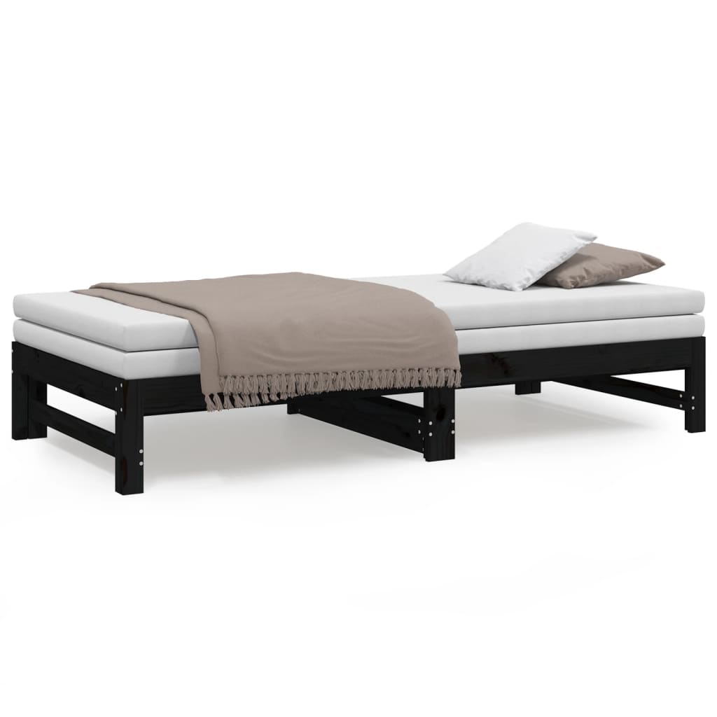 Pull-out Day Bed without Mattress Black 2x(90x190) cm