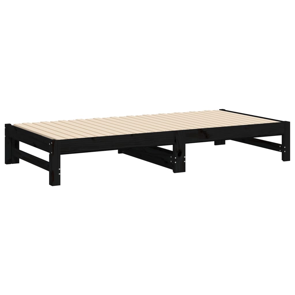Pull-out Day Bed without Mattress Black 2x(90x190) cm