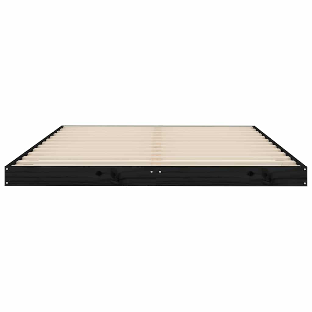Bed Frame without Mattress Black 135x190 cm Solid Wood Pine