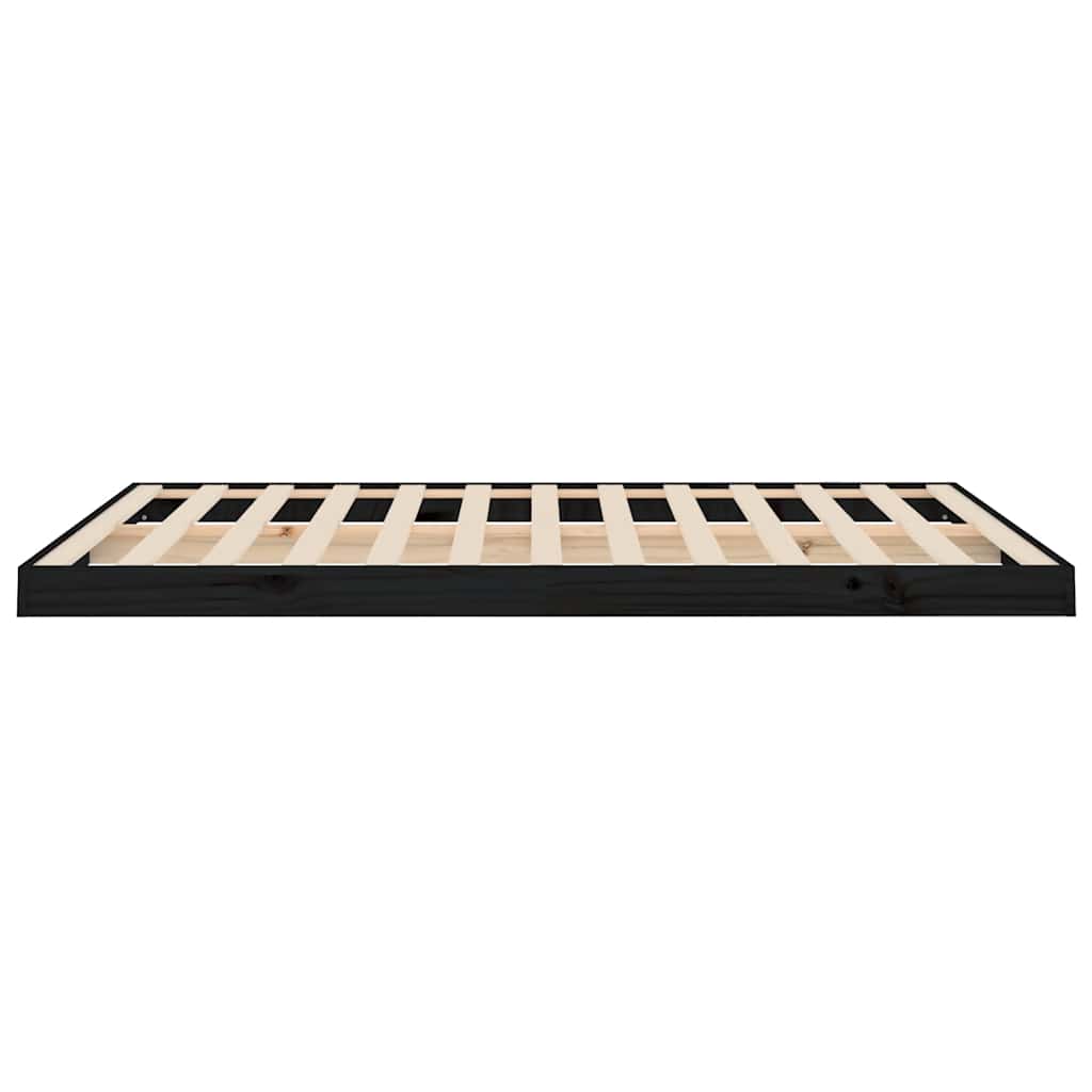 Bed Frame without Mattress Black 135x190 cm Solid Wood Pine