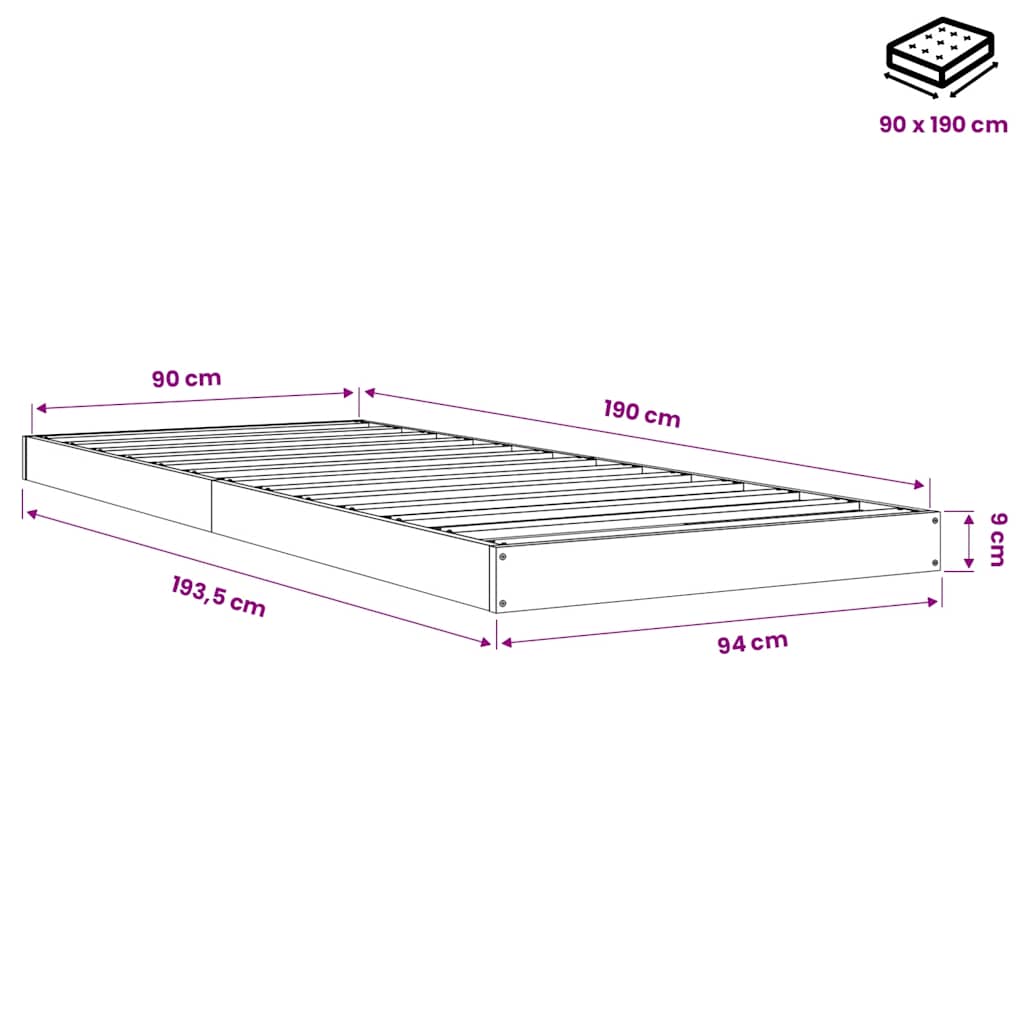 Bed Frame without Mattress Honey Brown 90x190 cm Solid Wood Pine