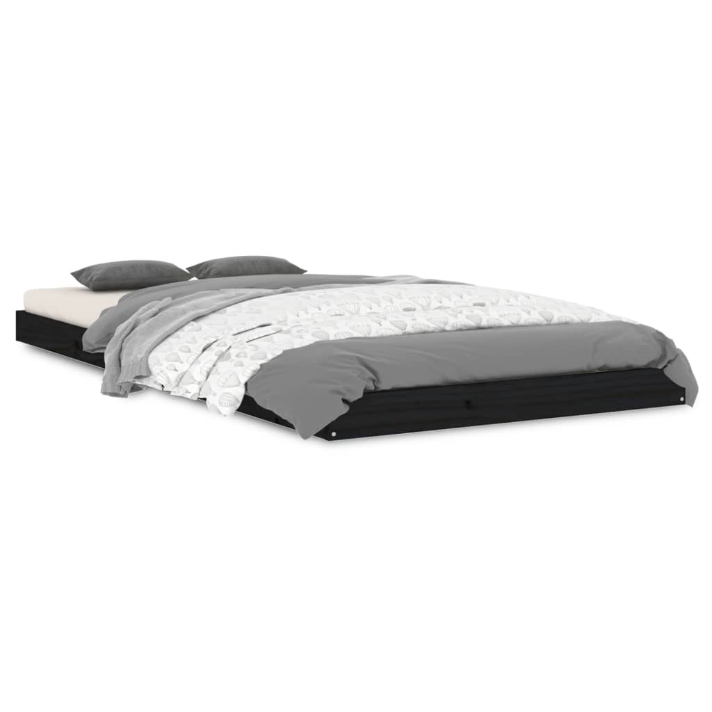 Bed Frame without Mattress Black 90x190 cm Solid Wood Pine