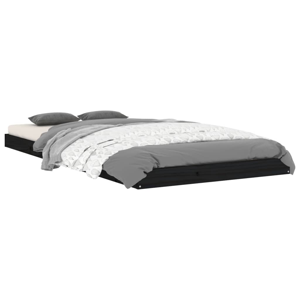 Bed Frame without Mattress Black 90x190 cm Solid Wood Pine