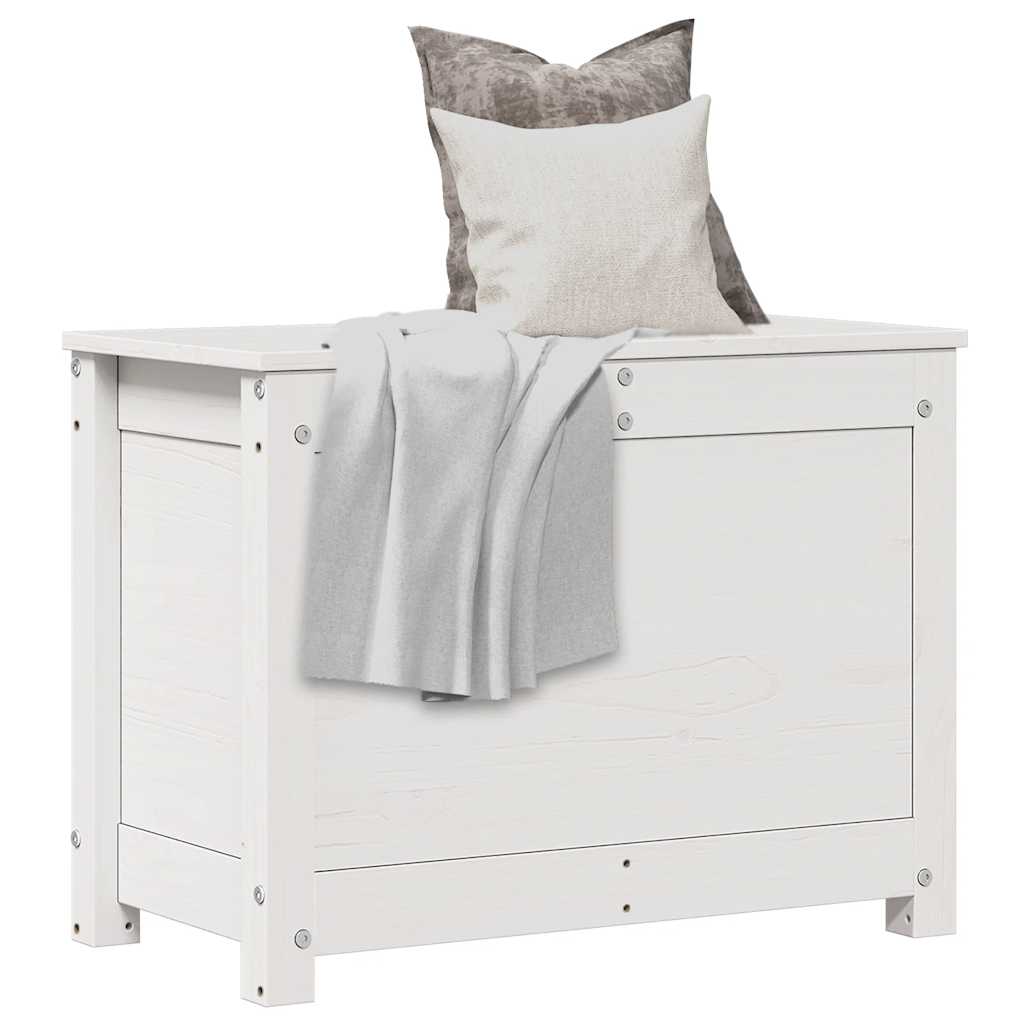 Storage Box White 60x32x45.5 cm Solid Wood Pine
