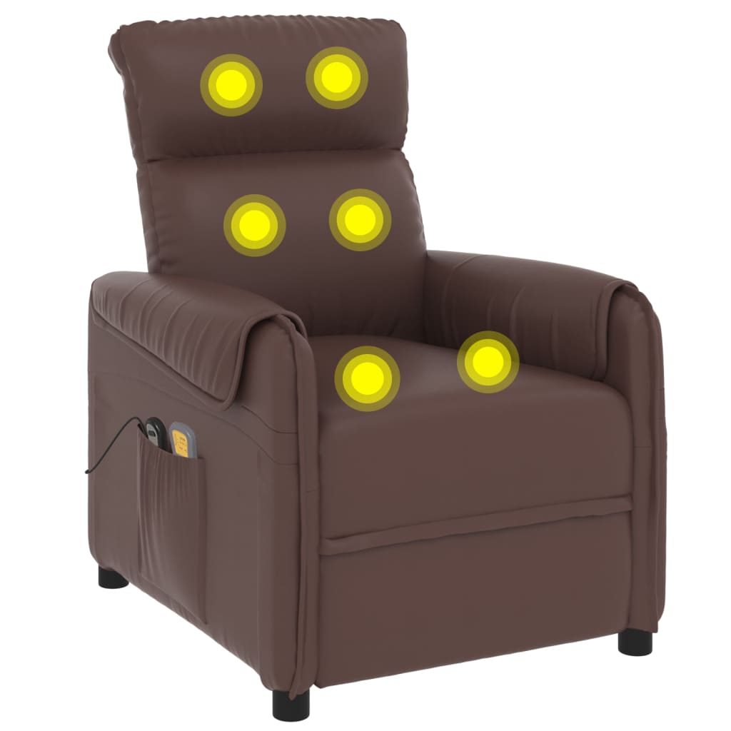 Stand up Massage Chair Brown Faux Leather