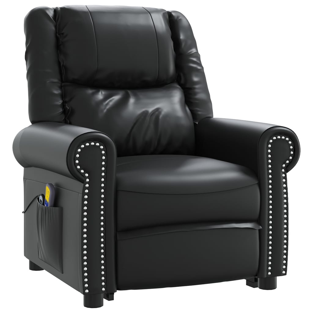 Stand up Massage Chair Shiny Black Faux Leather