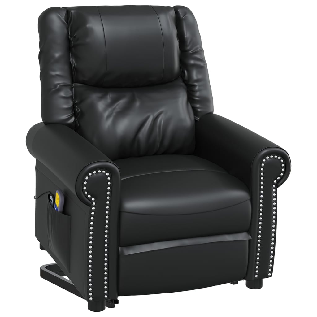 Stand up Massage Chair Shiny Black Faux Leather