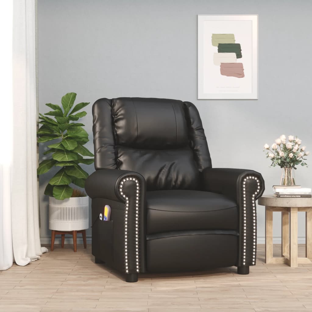 Stand up Massage Chair Shiny Black Faux Leather