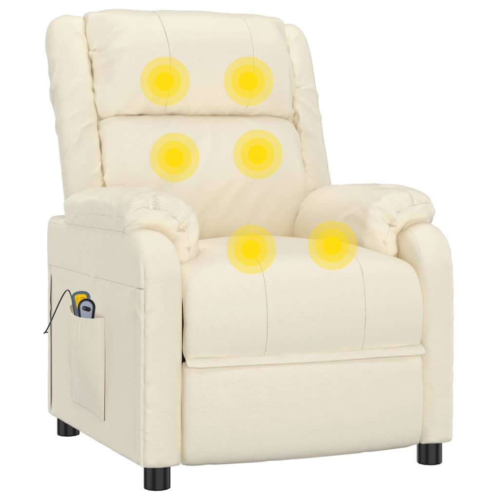 Stand up Massage Chair Cream Faux Leather
