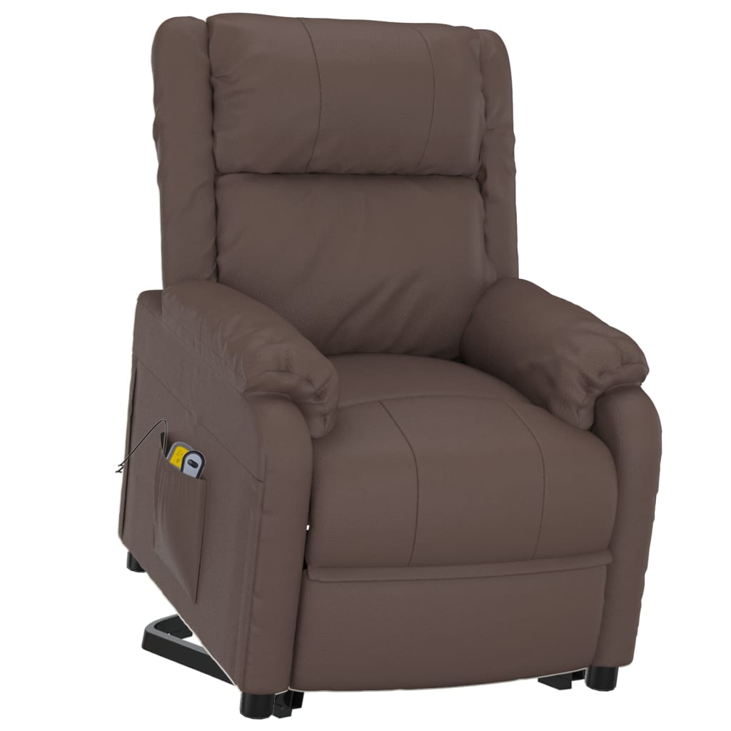 Stand up Massage Chair Brown Faux Leather