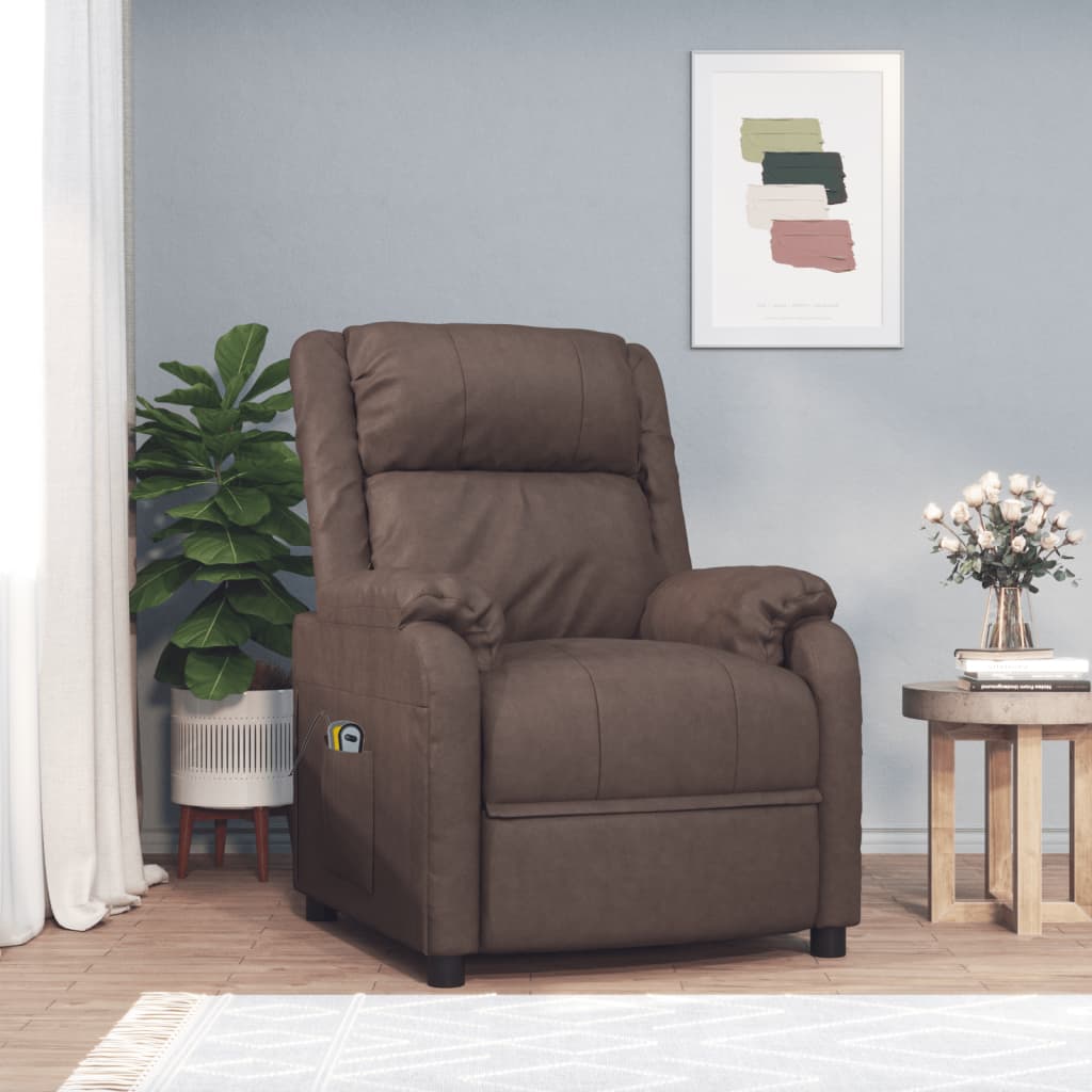 Stand up Massage Chair Brown Faux Leather
