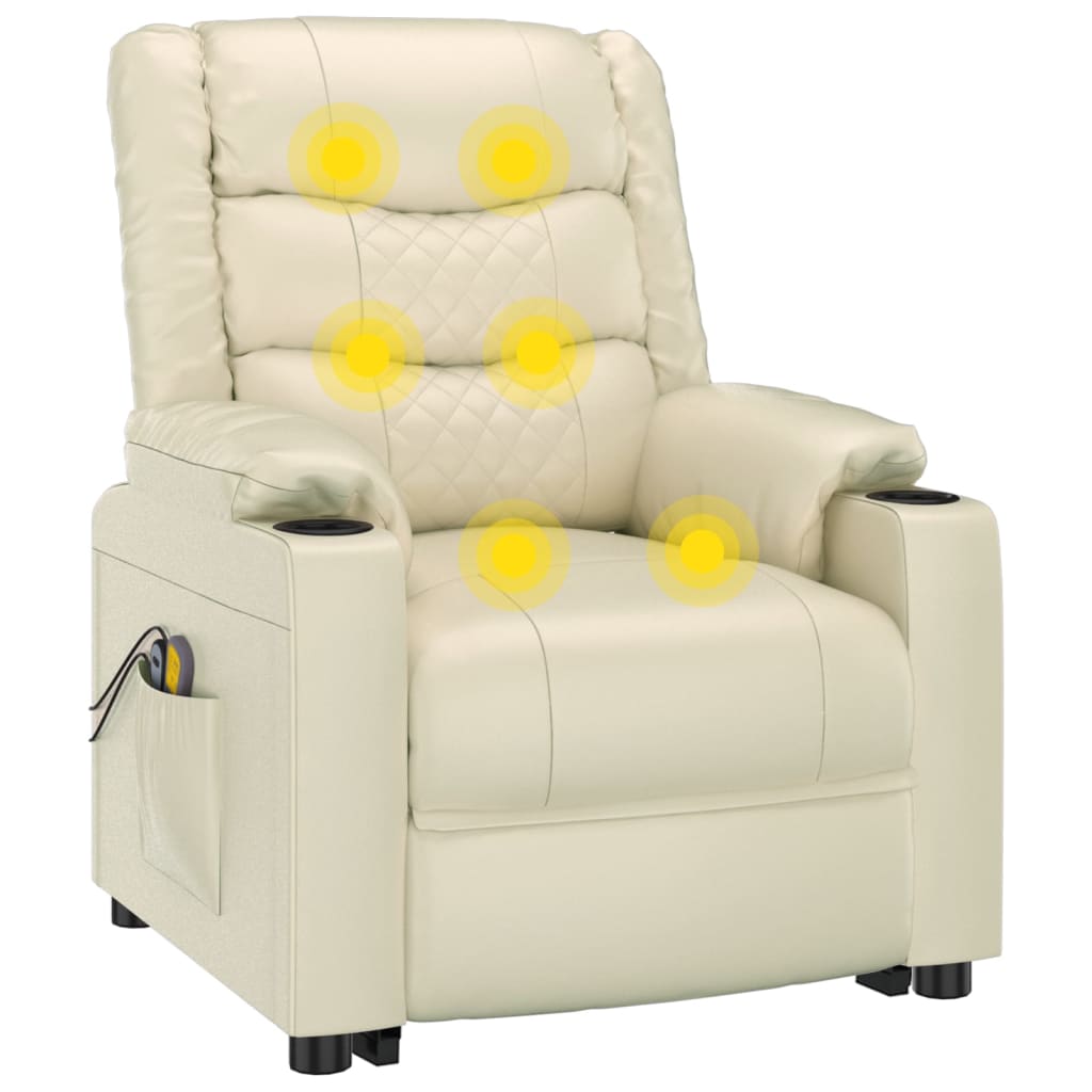 Stand up Massage Chair Cream Faux Leather