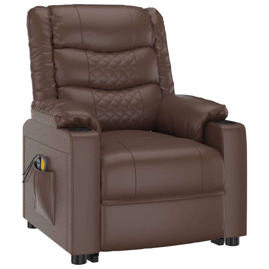 Stand up Massage Chair Brown Faux Leather
