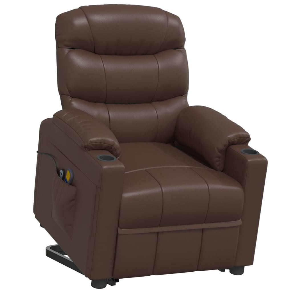 Stand up Massage Chair Brown Faux Leather