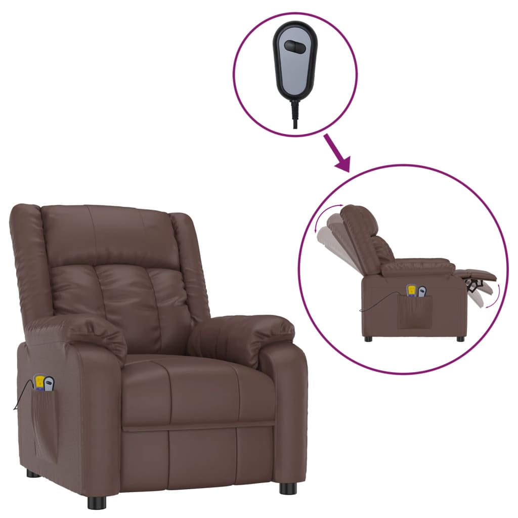 Stand up Massage Chair Brown Faux Leather