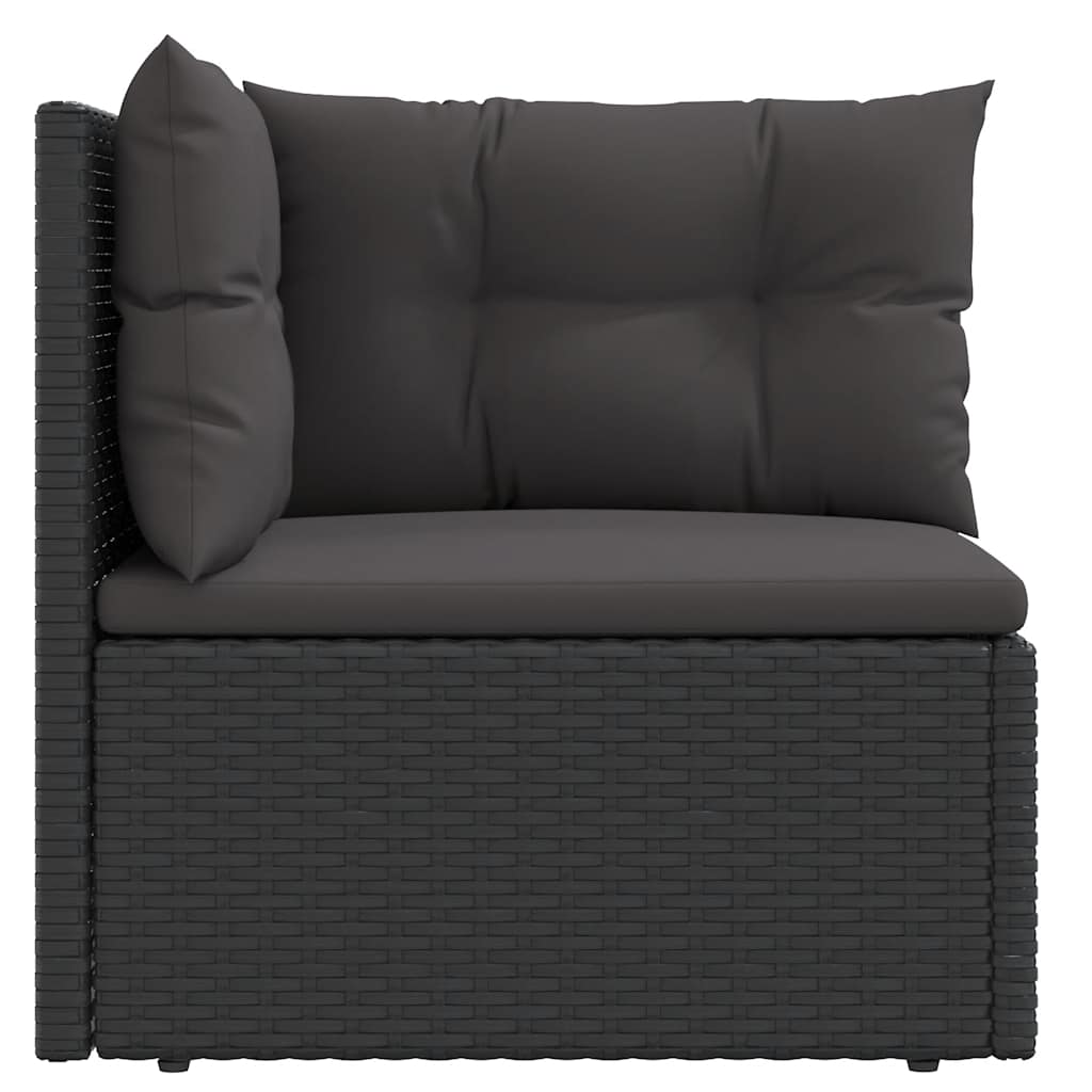 Garden Corner Sofa with Cushions Black Poly Rattan