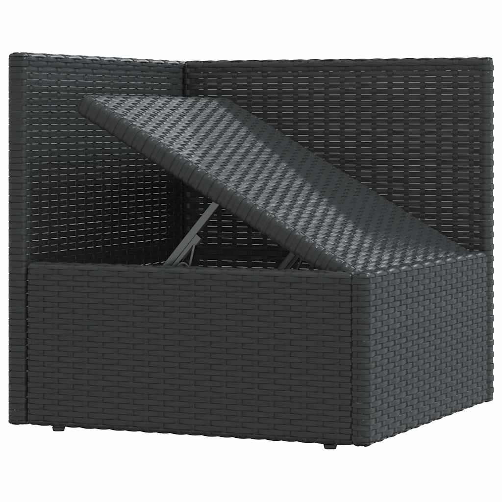 Garden Corner Sofa with Cushions Black Poly Rattan