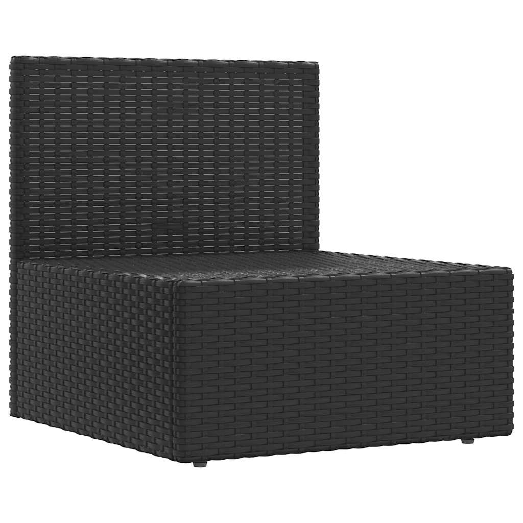 Garden Middle Sofa with Cushions Black Poly Rattan