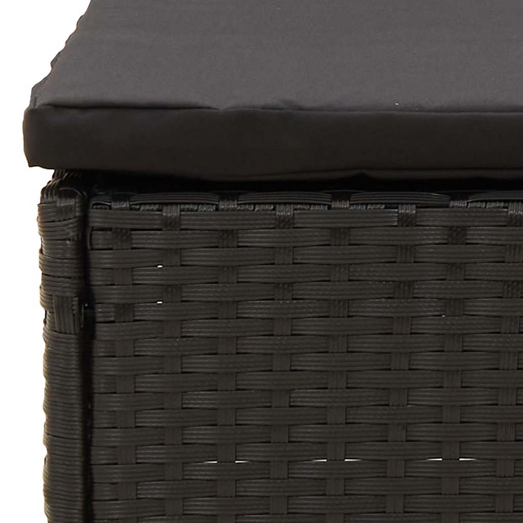 Garden Middle Sofa with Cushions Black Poly Rattan