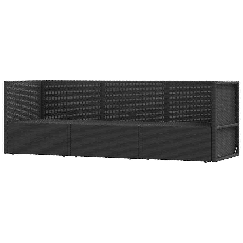 3 Piece Garden Lounge Set with Cushions Black Poly Rattan