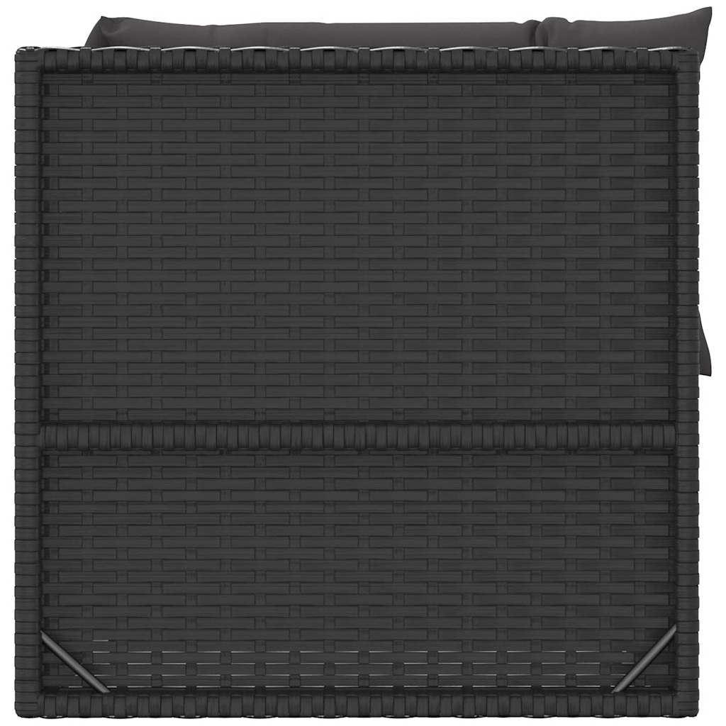 3 Piece Garden Lounge Set with Cushions Black Poly Rattan