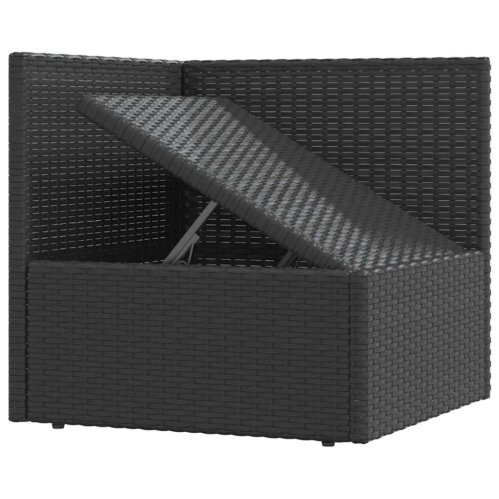3 Piece Garden Lounge Set with Cushions Black Poly Rattan