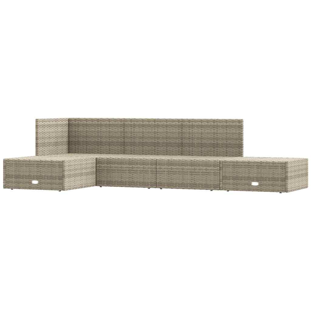 5 Piece Garden Lounge Set with Cushions Grey Poly Rattan