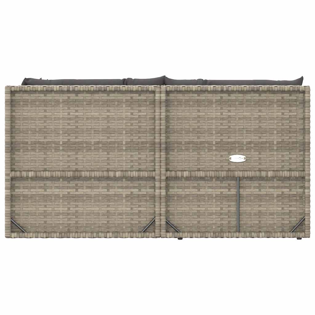 5 Piece Garden Lounge Set with Cushions Grey Poly Rattan