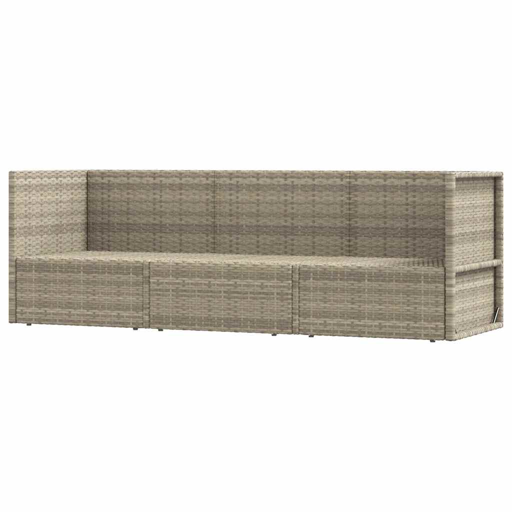 3 Piece Garden Lounge Set with Cushions Grey Poly Rattan