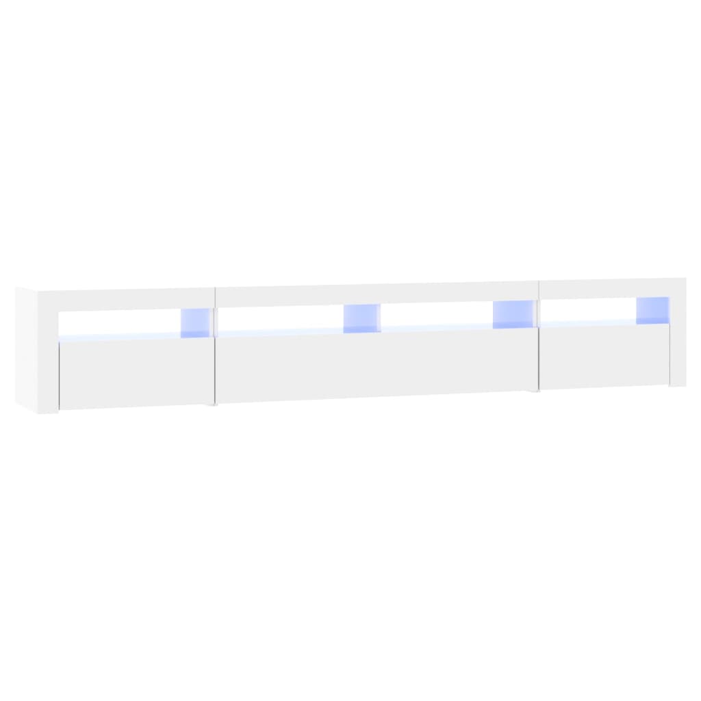 TV Cabinet with LED Lights High Gloss White 240x35x40 cm