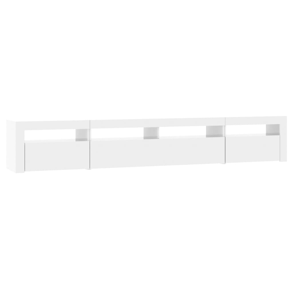 TV Cabinet with LED Lights High Gloss White 240x35x40 cm
