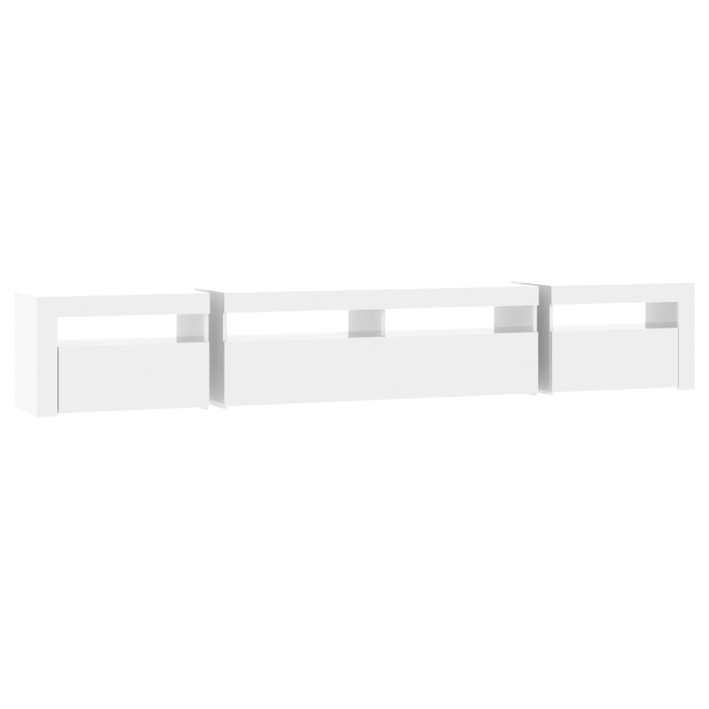 TV Cabinet with LED Lights High Gloss White 240x35x40 cm