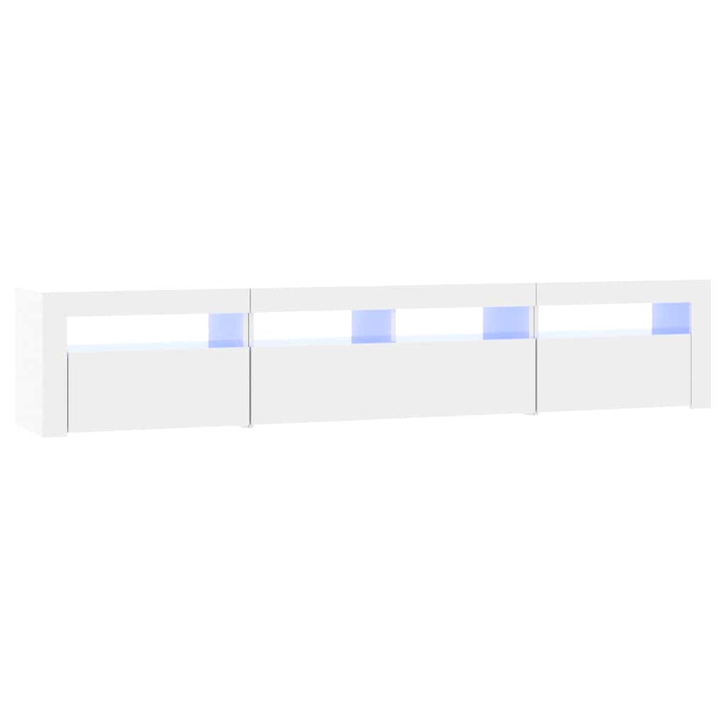 TV Cabinet with LED Lights High Gloss White 210x35x40 cm