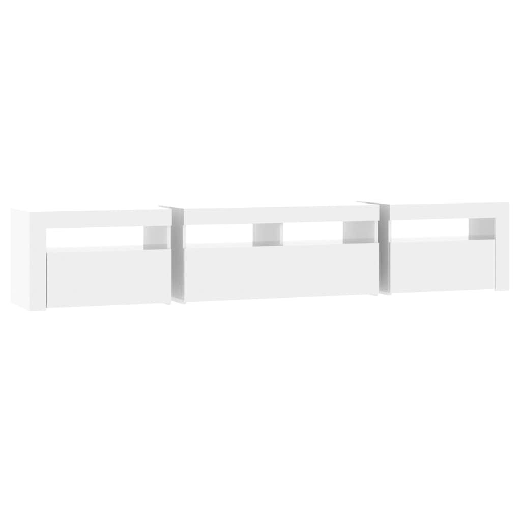 TV Cabinet with LED Lights High Gloss White 210x35x40 cm