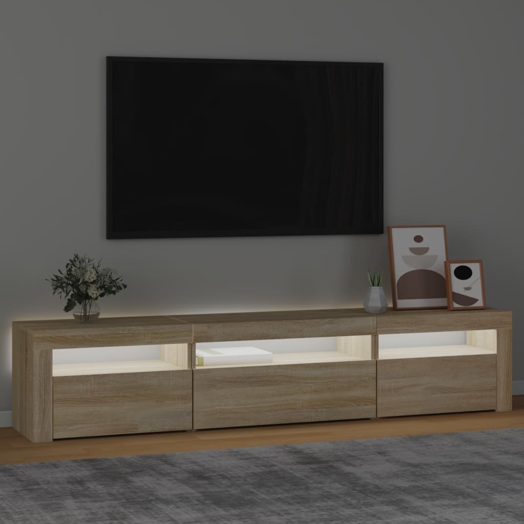 TV Cabinet with LED Lights Sonoma Oak 195x35x40 cm