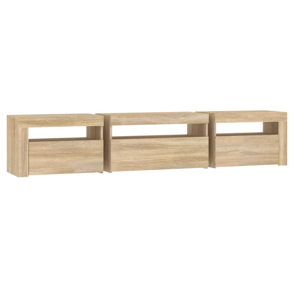 TV Cabinet with LED Lights Sonoma Oak 195x35x40 cm