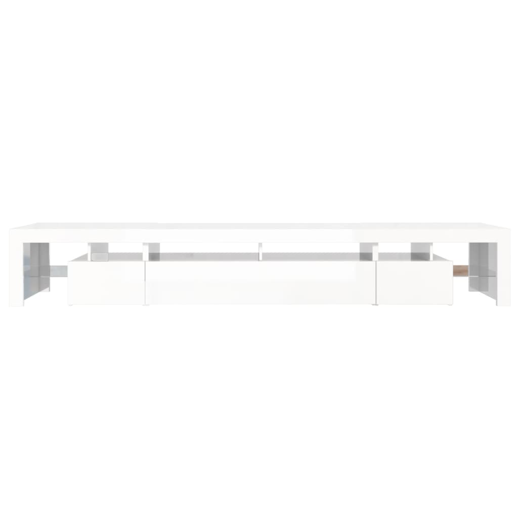 TV Cabinet with LED Lights High Gloss White 260x36.5x40 cm