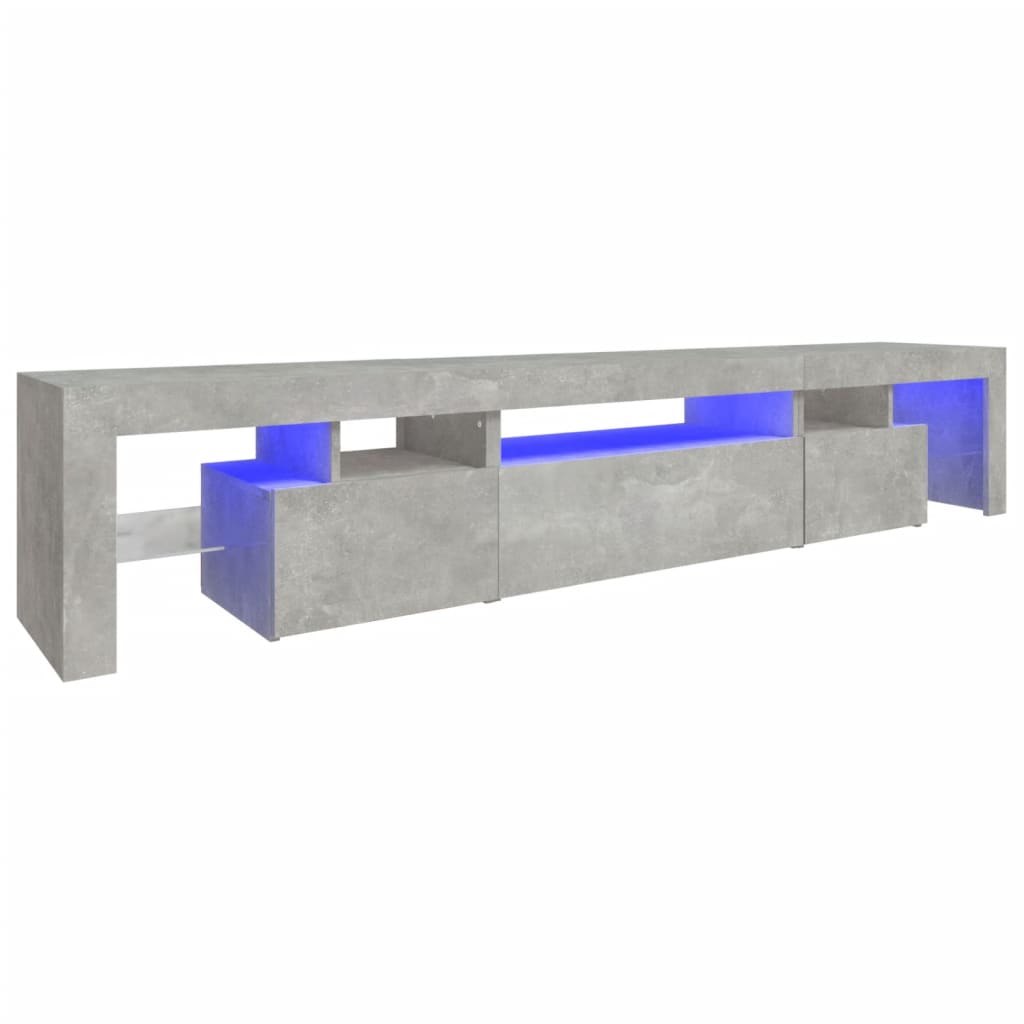 TV Cabinet with LED Lights Concrete Grey 215x36,5x40 cm