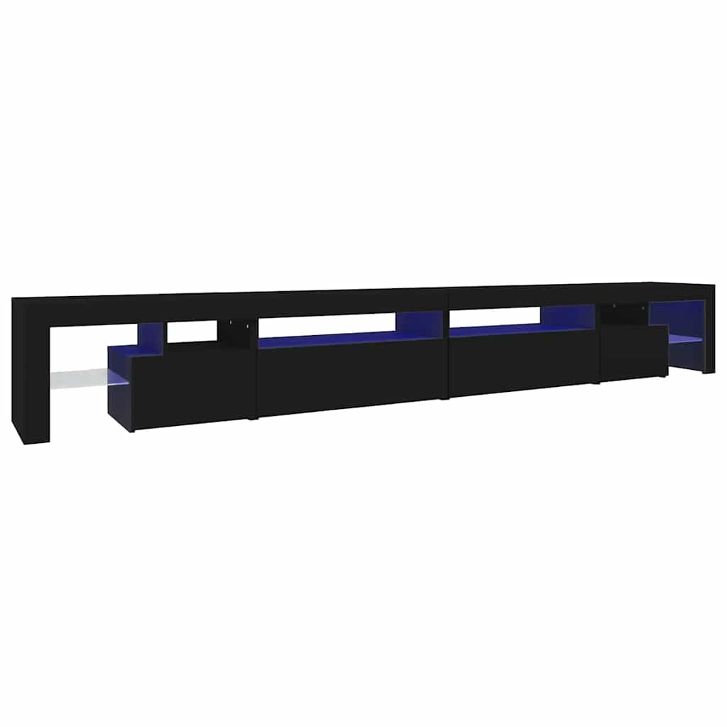 TV Cabinet with LED Lights Black 290x36,5x40 cm