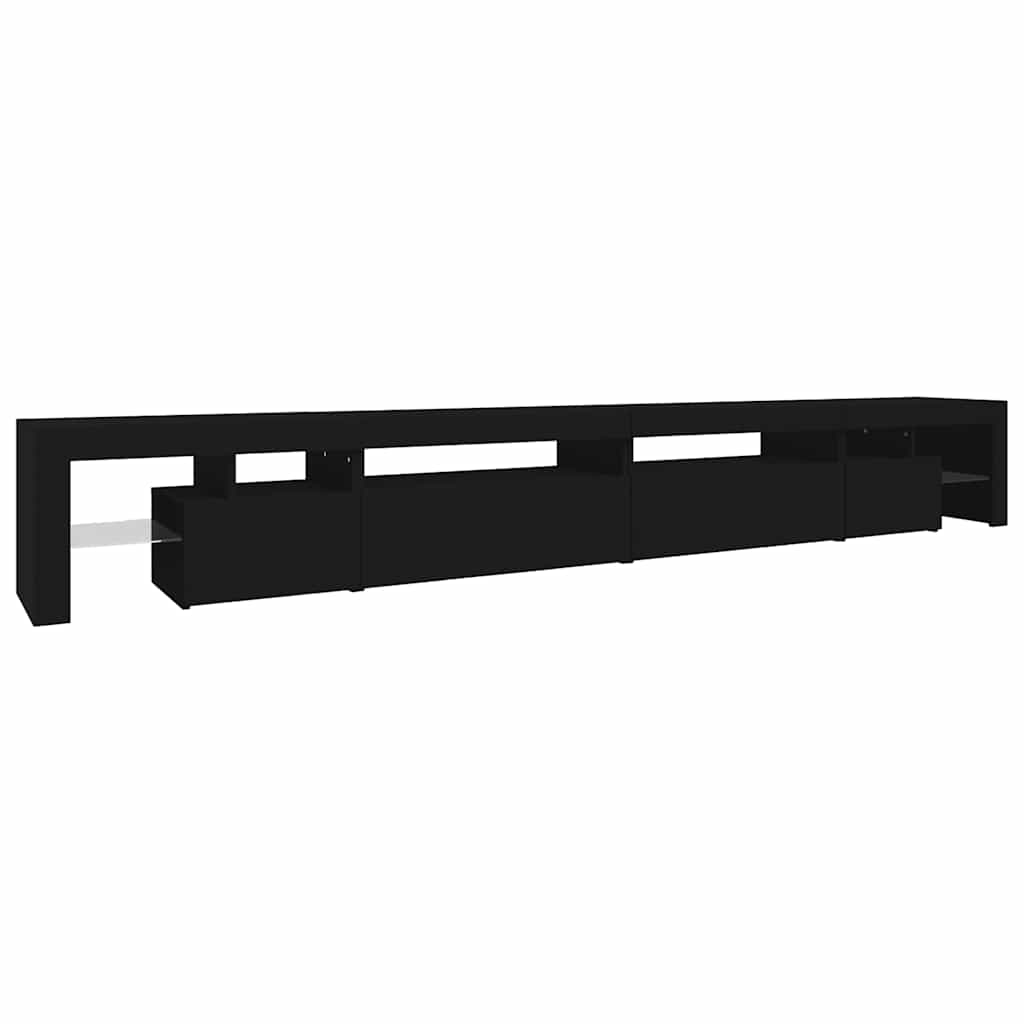 TV Cabinet with LED Lights Black 290x36,5x40 cm