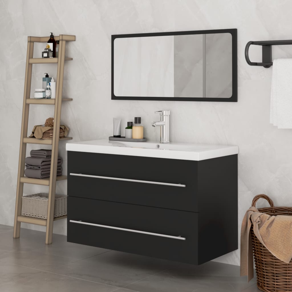 3 Piece Bathroom Furniture Set Black