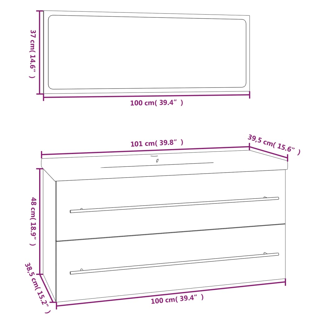Bathroom Furniture Set White Engineered Wood