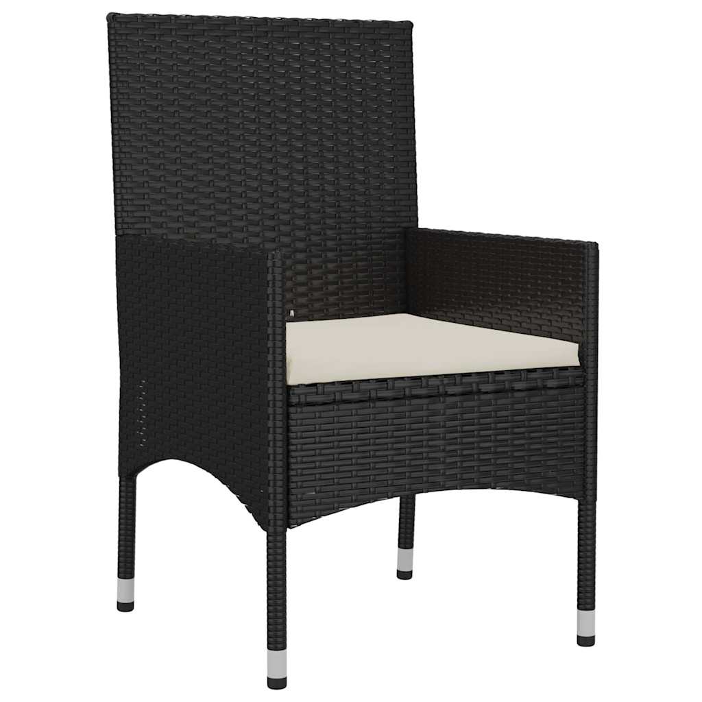 4 Piece Garden Lounge Set with Cushions Black Poly Rattan