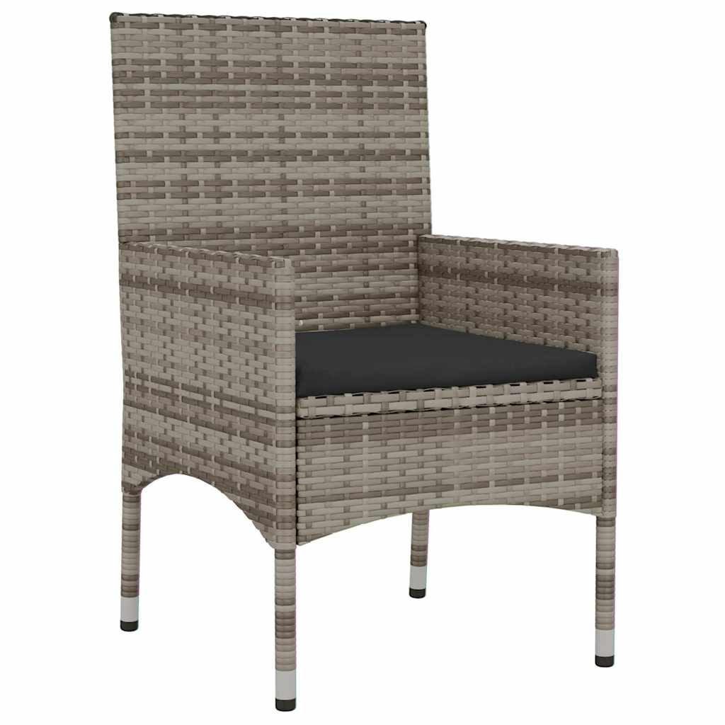 4 Piece Garden Lounge Set with Cushions Grey Poly Rattan